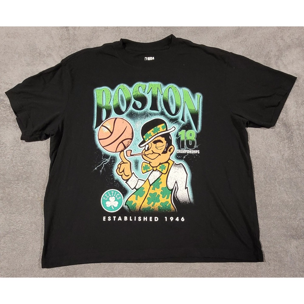 NBA Boston Celtics 18 Championships T-Shirt Mens Large Black Mad Engine Graphic